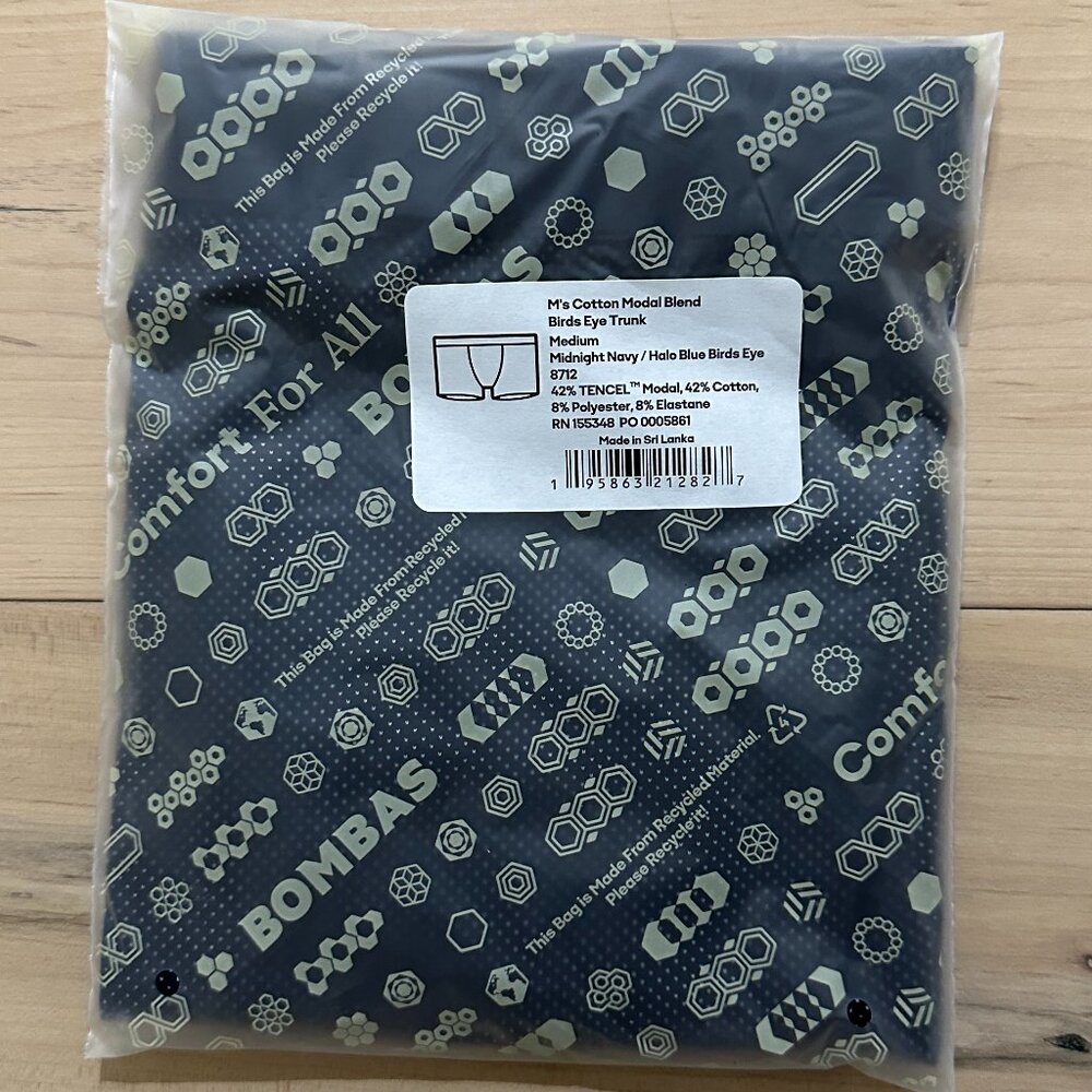 [NWT] Bombas Men's Cotton Modal Blend Trunk in Midnight Navy Birdseye (Medium)